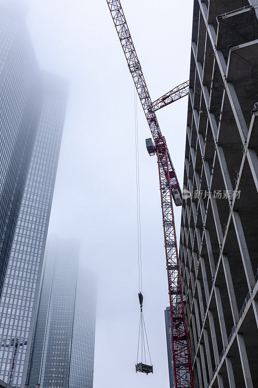 摩天大楼工地，法兰克福am Main，德国